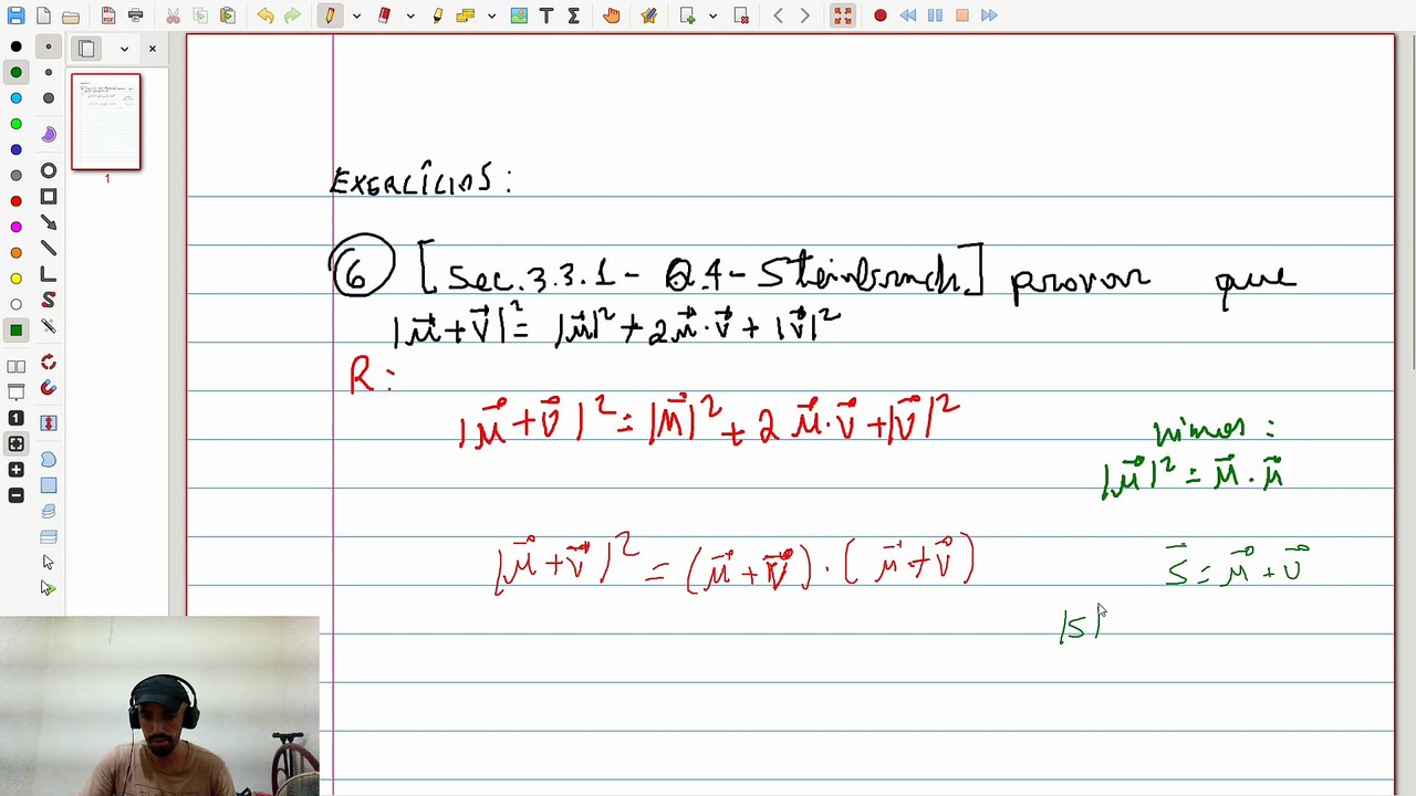 (Exercício 6) [Sec. 3.2.1 - Q.4 - Steinbruch] Provar o modulo de u+v ao quadrado | VET&GEO-A3.11