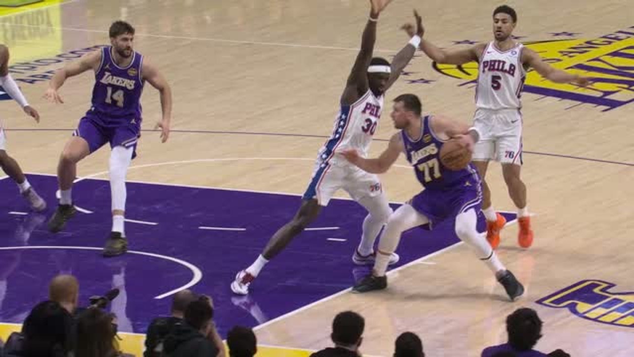 Doncic exits with injury as Lakers beat 76ers