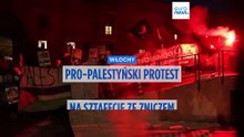 Pro-palestyńscy demonstranci blokują przyjazd znicza olimpijskiego w Mediolanie