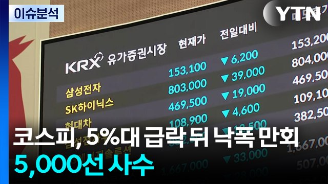 [이슈플러스] 코스피, 5%대 급락 뒤 낙폭 만회...5,000선 사수 / YTN