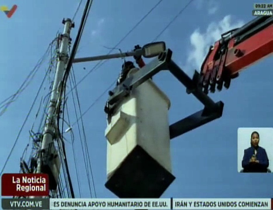 Avanzan mejoras del sistema de alumbrado público para beneficio de los habitantes del estado Aragua