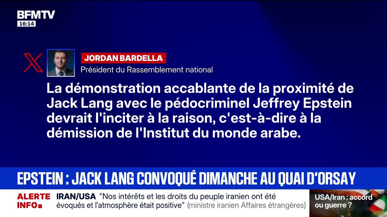 Affaire Epstein: Jordan Bardella et Ségolène Royal appellent à la démission de Jack Lang