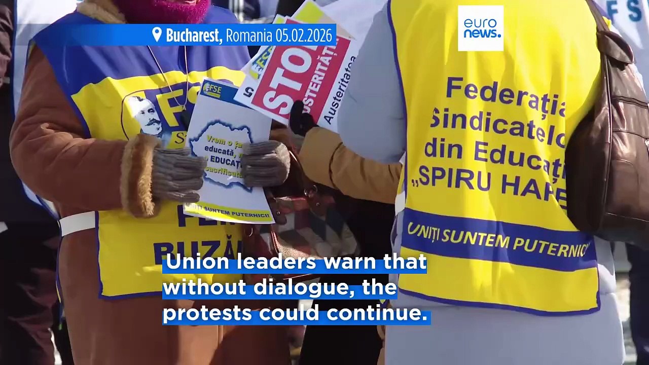 Thousands of Romanian teachers protest against government-planned austerity measures
