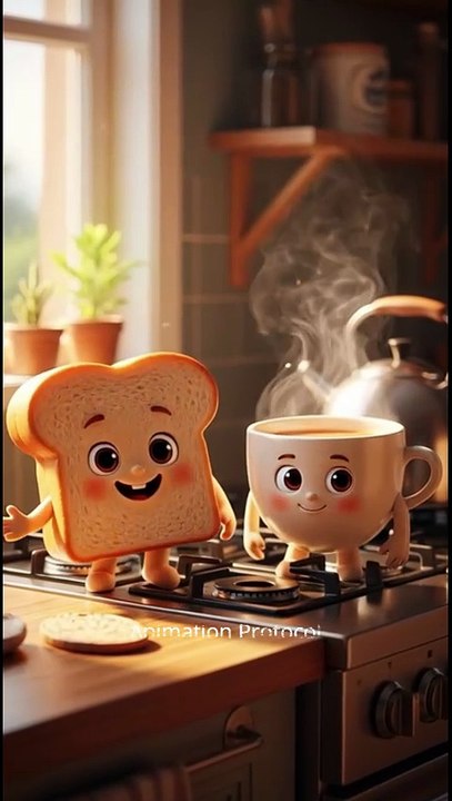Bread and tea breakfast ai video