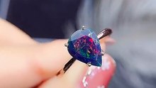 Fire Black Opal Engagement Ring in Sterling Silver