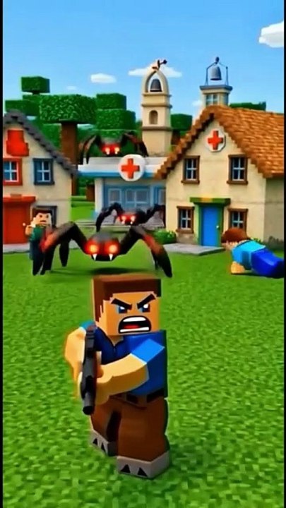 Spiders Attack on MineCraft World