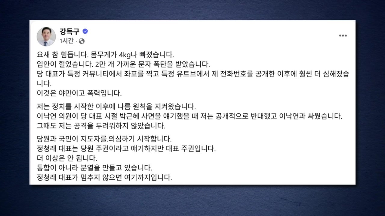 강득구 "당원 주권 아닌 당대표 주권...국민이 의심" / YTN