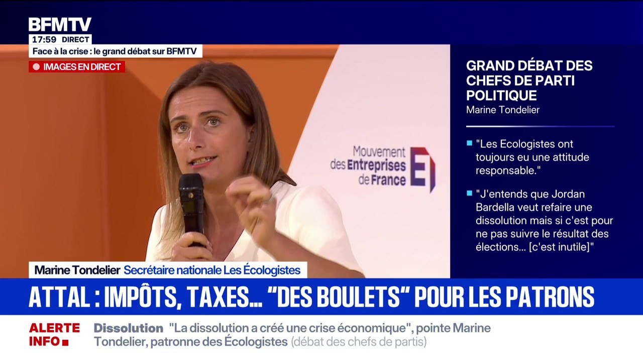 "L'argent public est rare pour tout le monde sauf pour les aides aux entreprises, déclare Marine Tondelier secrétaire nationale des Écologistes, sous les huées du public de la REF