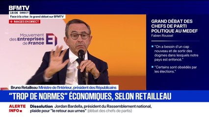 Face à la crise: "Je ne me sens pas du tout comptable de la dette ou des déficits", explique le ministre de l'Intérieur, Bruno Retailleau