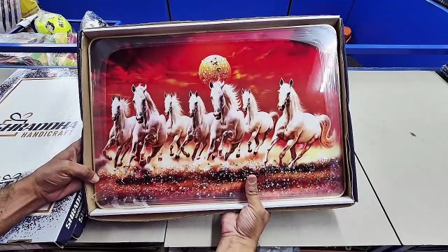 Unboxing and Review of Seven Running Horses Painting Vinyl Sparkle Coated Home Decorative Gift Item