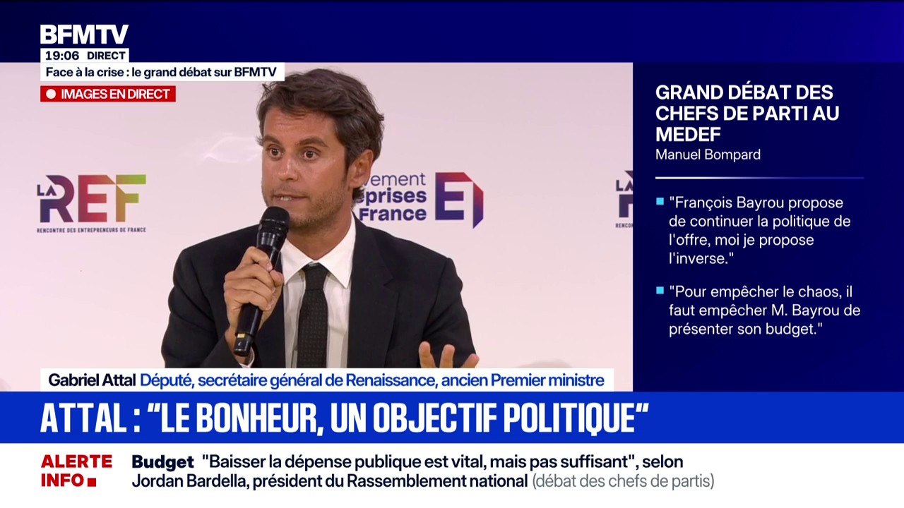 Face à la crise: "Il faudra une rupture pour 2027", indique Gabriel Attal, secrétaire général de Renaissance