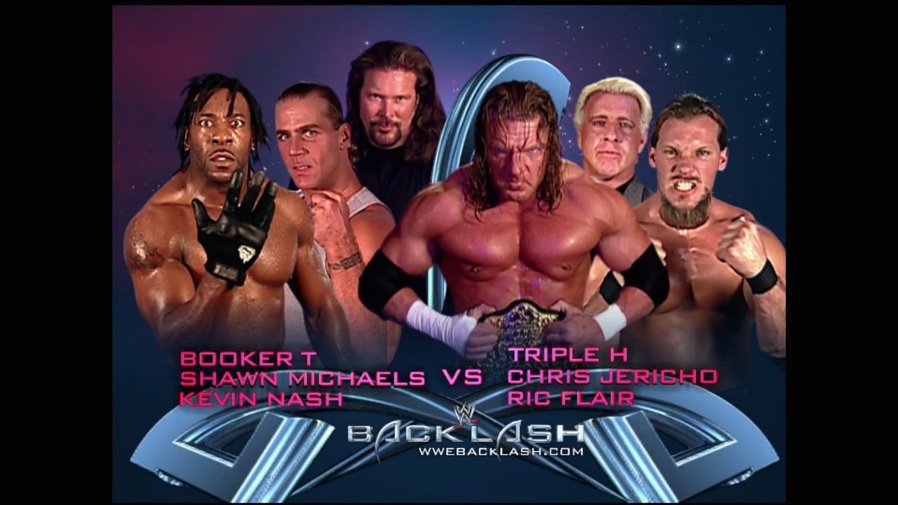 Evolution & Chris Jericho vs HBK, Kevin Nash & Booker T