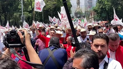 VIDEO | Simpatizantes del PRI marchan en Reforma para respaldar a “Alito” tras pleito con Noroña