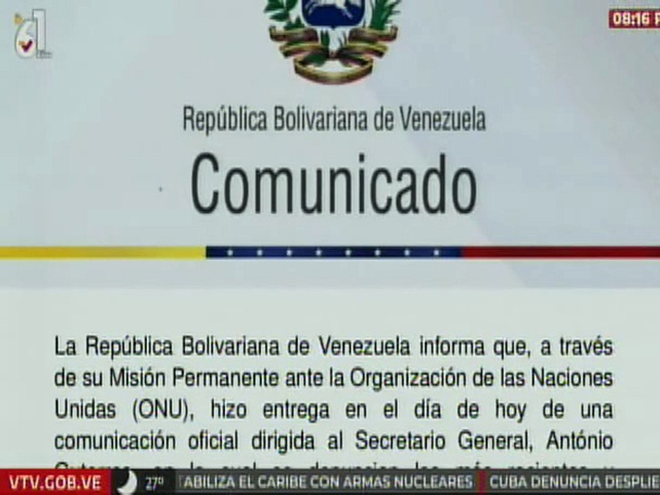 Venezuela denuncia ante la ONU el peligroso despliegue militar de EE.UU. en el Caribe