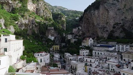 Drone Video of Atrani City on the Amalfi Coast, Italy