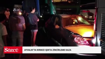 Ayvalık'ta kırmızı ışıkta zincirleme kaza