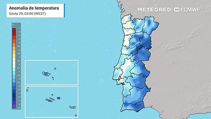 Os arquipélagos dos Açores e da Madeira vão registar anomalias térmicas negativas nos próximos dias