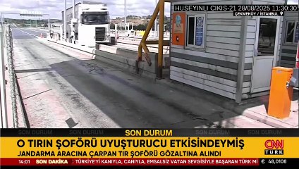 Jandarma aracına çarpan TIR'ın şoförü uyuşturucu etkisindeymiş