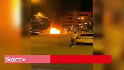 Bingöl’de park halindeki araç alev aldı