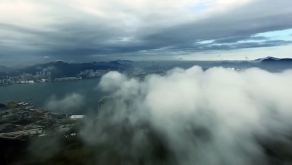 Clouds with Stunning City View  Aerial Skyline Beauty