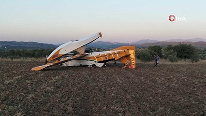 Muğla\'da yangın söndürme uçağı tarlaya acil iniş yaptı
