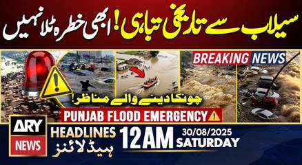 Historical floods damages in Pakistan 🚨🚨 High Alert || ARY News 12 AM Headlines || 30th Aug 2025