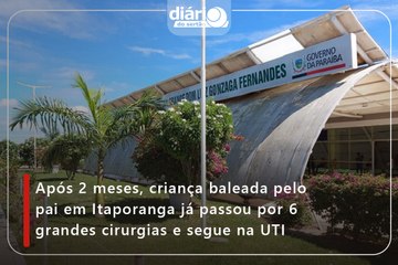 Após 2 meses, criança baleada pelo pai em Itaporanga já passou por 6 grandes cirurgias e segue na UTI
