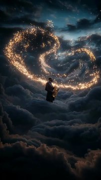 🎷 Man Playing Saxophone on Clouds | Dreamy Sky Aesthetic Magic ✨☁️ #viral #shorts #shortsfeed #trend #foryoupage #viralvideo #music #saxophone