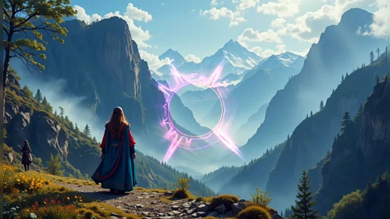 Woman gazing at majestic mountain