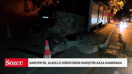 Sarıyer’de, alkollü sürücünün karıştığı kaza kamerada