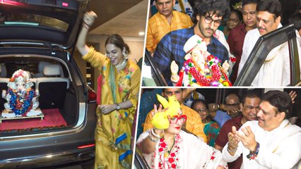 Isha Koppikar & Govinda - Sunita Ahuja Take Part In The Grand Ganpati Visarjan With Their Families!