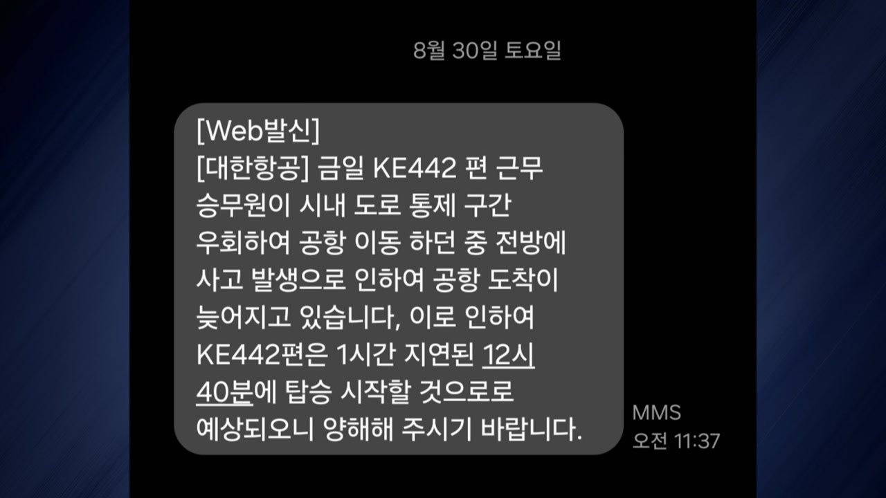 대한항공 비행기가 또...승무원 지각으로 지연 / YTN