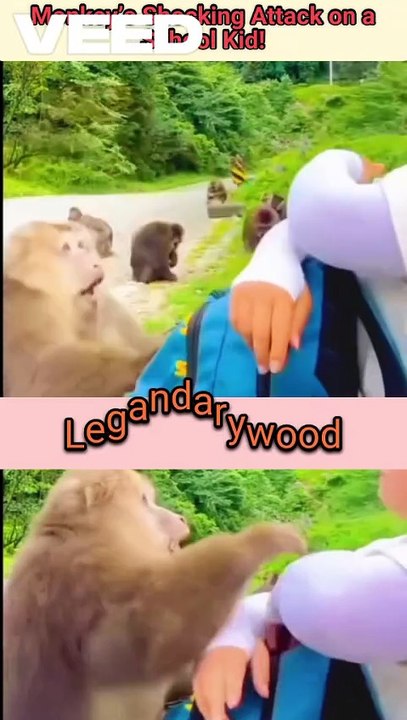 Monkey Shocking Attack on a School Kid | Fight for School bag | monkey VS kid