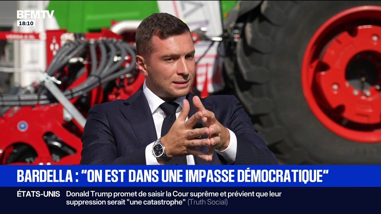 Crise politique: "La situation actuelle ne pourra pas tenir jusqu'en 2027", estime Jordan Bardella, président du RN