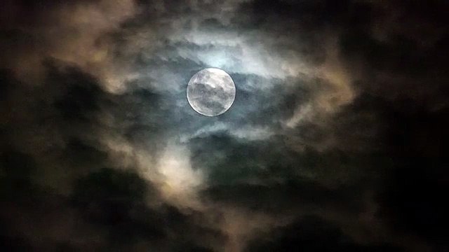 Beautiful Night View Moon and Clouds on the sky