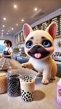 Dog s Boba Tea Delivery! Adds Toppings, Pays, All for a Drink with Owner! 🐶🥤 #dog #cute #cartoon
