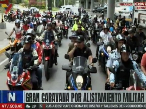 Gran caravana de motorizados por alistamiento militar se moviliza en respaldo al presidente Maduro