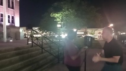 Preaching near the steps of the courthouse in Athens Alabama