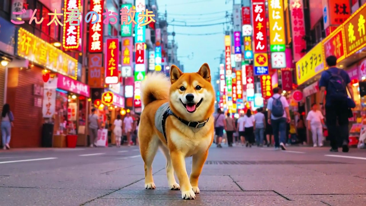 ごん太君のお散歩｜犬漫才師のほのぼの道頓堀散策【AI生成】 Gonta's Walk | A dog comedian's heartwarming stroll through Dotonbori [AI-generated]
