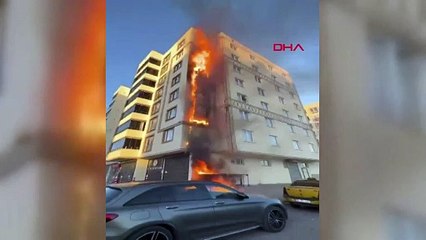 Erzurum'da 7 katlı binada korkutan yangın