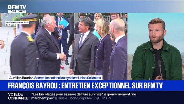 Interview de François Bayrou ce soir sur BFMTV: Son seul argument, c'est d'agiter les peurs , observe Aurélien Boudon, secrétaire national du syndicat Union Solidaires
