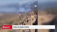 Denizli'de orman yangını,müdahale sürüyor