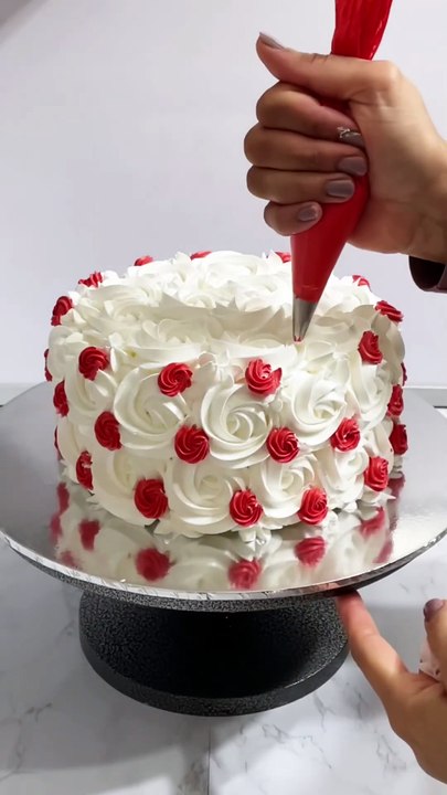 White Rosette Cake Art Design Tutorial #cake #cakeart #cakedesign #cakedecorating
