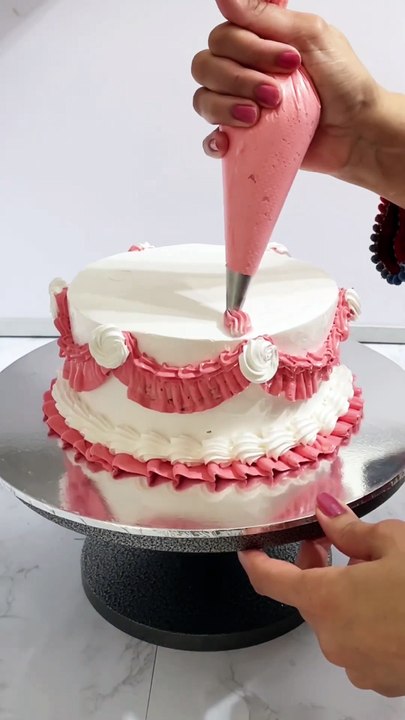 Pink Birthday Cake Art Design Tutorial #cake #cakeart #cakedesign #cakedecoration