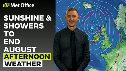 Met Office Afternoon Weather Forecast 31/08/2025 - A mixture of sunshine and showers