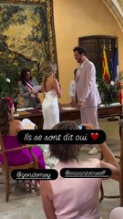 Karine Le Marchand a filmé l'échange des voeux d'Eric Antoine et Gennifer Demey lors de leur mariage civil à Aix-en-Provence le 30 août 2025.