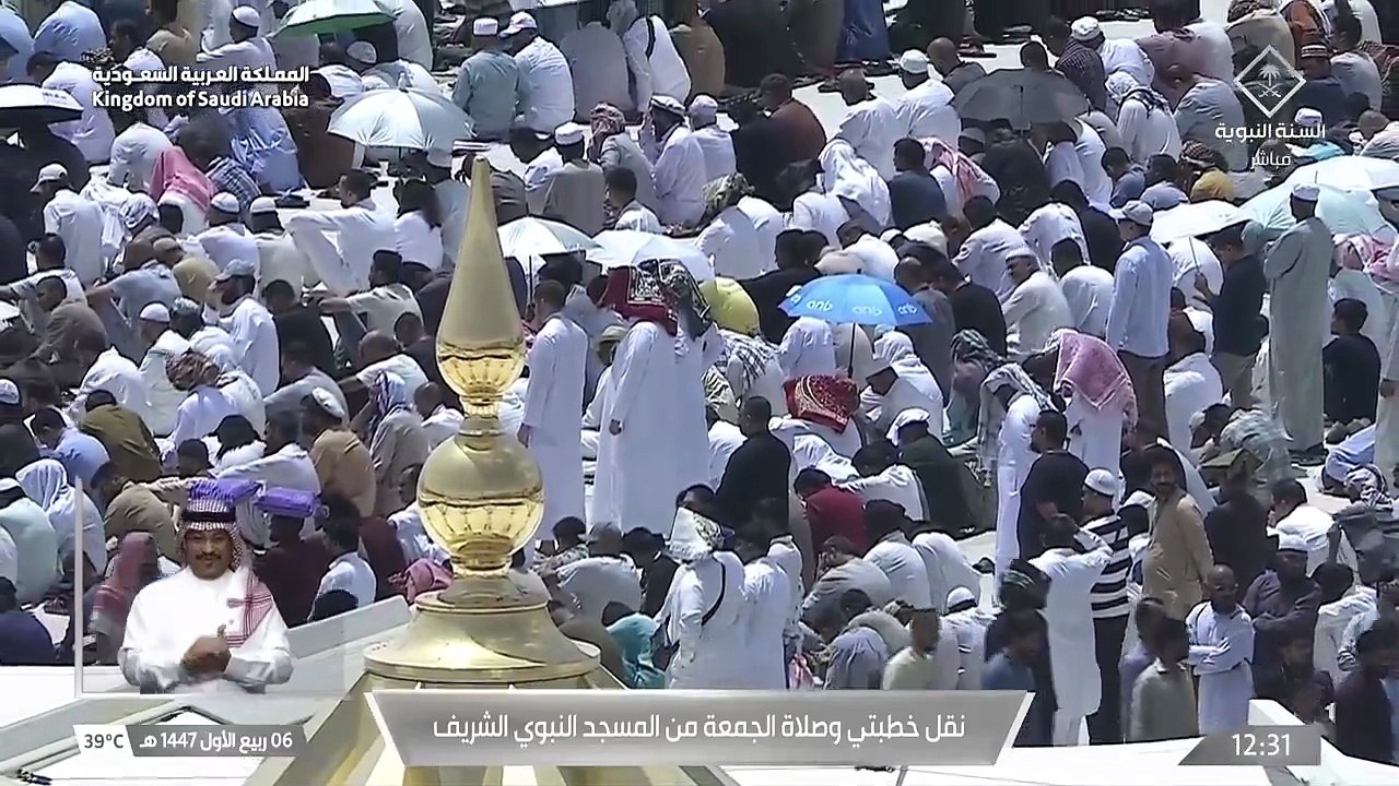 خطبة الجمعة من المسجد النبوي للشيخ عبدالباري الثبيتي اليوم 6 ربيع الأول 1447هـ
