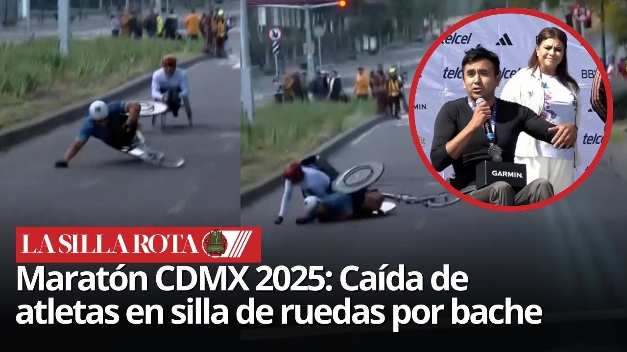 Accidente en el Maratón de la CDMX 2025: Corredores en silla de ruedas caen por bache
