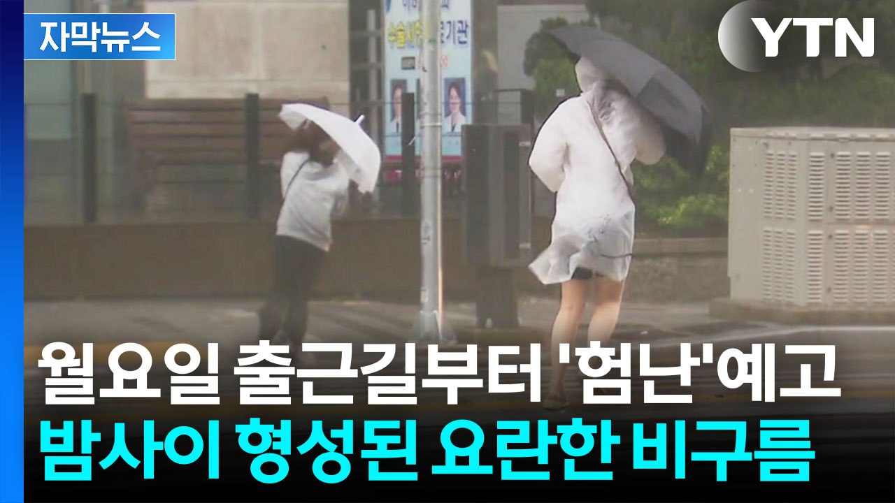 [자막뉴스] 월요일 출근길부터 전국에 폭우 예고...돌풍에 벼락까지 '비상' / YTN