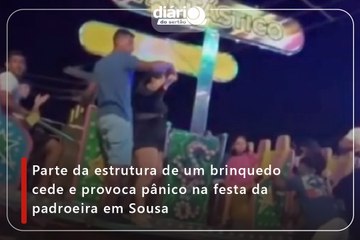 Parte da estrutura de um brinquedo cede e provoca pânico na festa da padroeira em Sousa